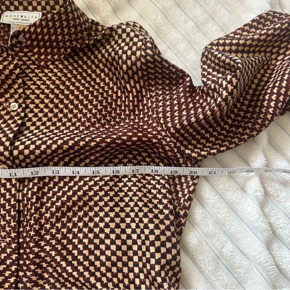 Vintage Louis Féraud Geometric Print Blouse Made in Italy, 100% Silk - Size M, - Picture 11 of 14